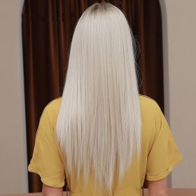Front Lace Mid-length Platinum Long Straight Hair