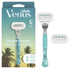 Venus Miami Sunrise Deluxe Smooth Sensitive, 1 Women's Razor, 2 Refills