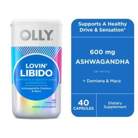 OLLY Lovin' Libido Capsule Supplement, Ashwaganda, Damiana, 40 Count