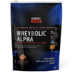 GNC AMP Wheybolic‚Ñ¢ Alpha Protein Powder + Testosterone & Power Support, Chocolate Fudge, 1.26 LB, 40g Whey Protein