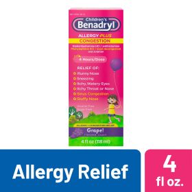 Children's Allergy Plus Congestion Relief Liquid;  Grape;  4 fl oz