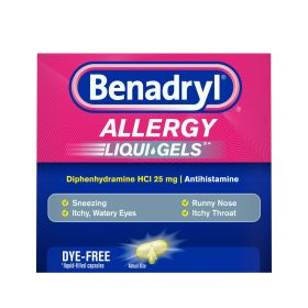 Benadryl Liqui-Gels Antihistamine Allergy Medicine;  Dye Free;  24 Count