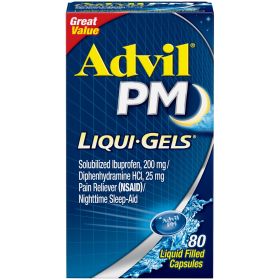 Advil PM Liqui-Gels Pain and Headache Reliever Ibuprofen Capsules;  80 Count