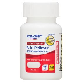 Equate Extra Strength Acetaminophen Pain Reliever Caplets;  500 mg;  100 Count