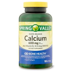 Spring Valley Rapid-Release Calcium;  Dietary Supplement;  600 mg;  120 Count