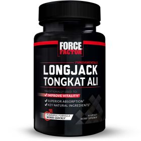 Force Factor Longjack Tongkat Ali 500mg, Vitality Supplement for Men, 30 Capsules