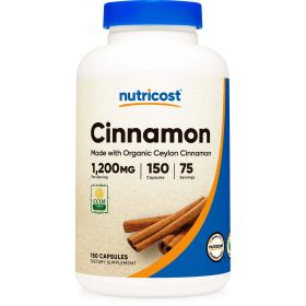 Nutricost Cinnamon (Ceylon Cinnamon) Supplement 1,200mg Serving, 150 Capsules