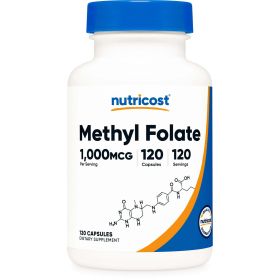 Nutricost Methyl Folate 1000mcg, 120 Vegan Capsules - Non-GMO Supplement