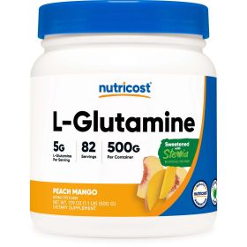 Nutricost L-Glutamine Powder Sweetened with Stevia (500 Grams / 5 Grams L-Glutamine Per Serving/Peach Mango) | L-Glutamine Supplement for Gut Support