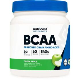 Nutricost BCAA Powder - 2:1:1 (Green Apple), 60 Servings - Non-GMO Supplement