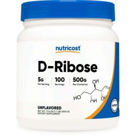 Nutricost D-Ribose Powder 500 Grams - 100 Servings, 5000mg Per Serving - Gluten Free Supplement
