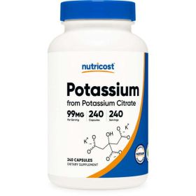 Nutricost Potassium Citrate 99mg, 240 Capsules - Gluten Free, Non-GMO Supplement