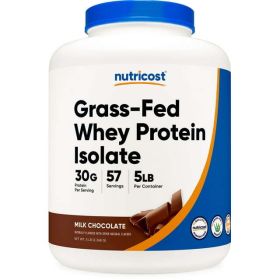 Nutricost Grass-Fed Whey Protein Isolate Powder (Chocolate) 5LBS - Non-GMO