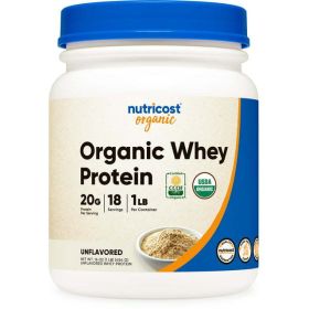 Nutricost Organic Whey Protein Powder (Unflavored) 1LB - Non-GMO