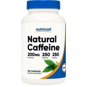 Nutricost Natural Caffeine 250 Capsules (200mg) - Gluten Free, Non-GMO Supplement