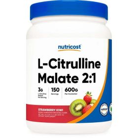 Nutricost L-Citrulline Malate 2:1 Powder 600 Grams (Strawberry Kiwi)- Pre-Workout Supplement