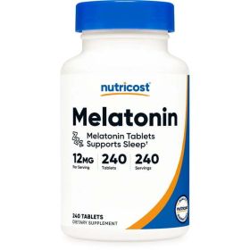 Nutricost Melatonin 12mg, 240 Tablets - 12mg Per Serving, Non-GMO, Gluten Free Supplement