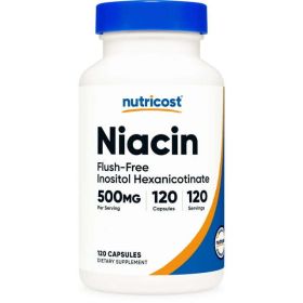 Nutricost Niacin (Flush-Free) Inositol Hexanicotinate 500mg, 120 Capsules, Vitamin B3 Supplement