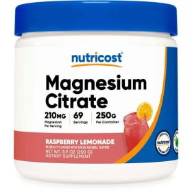Nutricost Magnesium Citrate Powder (Raspberry Lemonade, 250 Grams) - Non-GMO Supplement
