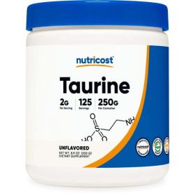 Nutricost Taurine Supplement Powder 250 Grams - 125 Servings, 2000mg Per Serving