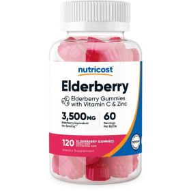 Nutricost Elderberry Gummies 100mg with Zinc & Vitamin C, 120 Gummies, Supplement
