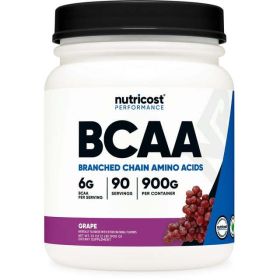 Nutricost BCAA Powder- 2:1:1 (Grape) 90 Servings -Non-GMO Amino Acids