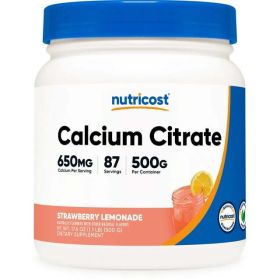 Nutricost Calcium Citrate Powder (500 Grams) Strawberry Lemonade - Gluten Free & Non-GMO