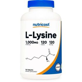Nutricost L-Lysine 1000mg, 120 Tablets - Gluten Free & Non-GMO Amino Acid Supplement
