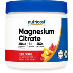 Nutricost Magnesium Citrate Powder (Fruit Punch, 250 Grams) - Non-GMO Supplement