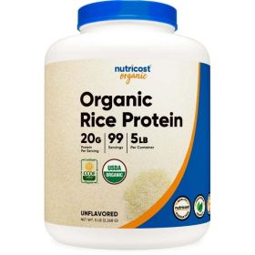 Nutricost Organic Rice Protein Powder 5lbs (Unflavored) - Non-GMO Supplement