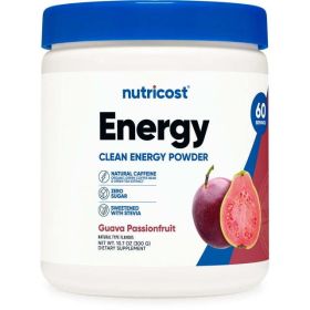 Nutricost Energy Complex Guava Passion Fruit (60 Servings) | Clean Energy Powder, Sweetened with Stevia, Natural Caffeine (300g)