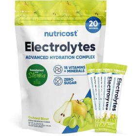 Nutricost Electrolytes Powder Hydration Packets (Orchard Blast, 20 Servings) Low Calorie Keto Electrolytes Sweetened with Stevia - Non-GMO, Gluten Fre