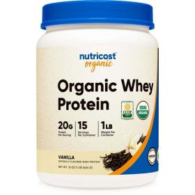 Nutricost Organic Whey Protein Powder (Vanilla) 1LB - Non-GMO