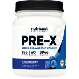 Nutricost Pre-X Xtreme Pre-Workout Complex Powder, Blue Raspberry, 60 Servings, Vegetarian, Non-GMO and Gluten Free