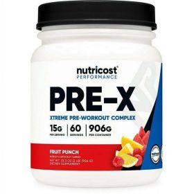 Nutricost Pre-X Xtreme Pre-Workout Complex Powder, Fruit Punch, 60 Servings, Vegetarian, Non-GMO and Gluten Free