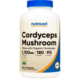 Nutricost Cordyceps Mushroom Capsules 1100mg, 180 Capsules, 90 Serv - Organic Supplement