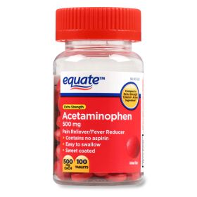 Equate Extra Strength Acetaminophen Red Sweet Coated Tablets;  500 mg 100 Count