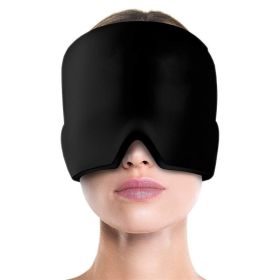 Gel Cold Headache Ice Cap Migraine Relief Cap Stress Relax Pain Head Hot Cold Therapy Cold Pack Eye Mask Ice Hat Massage Tool (Color: Black-Double, Ships From: China)