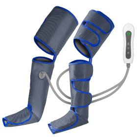 Leg Massager Air Compression Calf Feet Thigh Foot Massage Wraps Muscle Pain Relief Blood Circulation with 4 Modes 3 Intensities (Color: Blue)