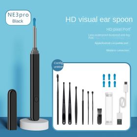 Ear Wax Removal Tool - Spade Ear Cleaner with Ear Camera, 1080P Ear Scope, Earwax Remover Picker with 10 Replacement Tips Ear Pick with 6 LED Light fo (Color: Black)