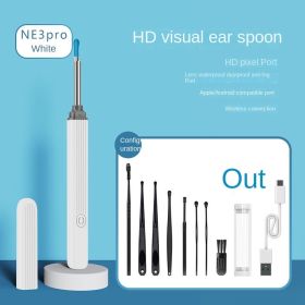 Ear Wax Removal Tool - Spade Ear Cleaner with Ear Camera, 1080P Ear Scope, Earwax Remover Picker with 10 Replacement Tips Ear Pick with 6 LED Light fo (Color: White)