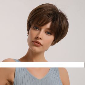 Black Gradient Golden Straight Short Hair Chemical Fiber Women's Wig (Option: 2 Style)