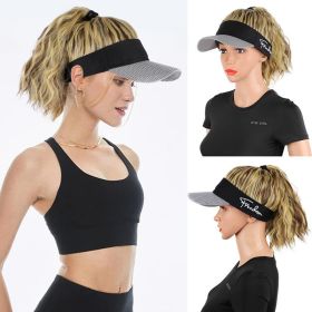 Wig Hat Integrated Women's Fashion Ponytail Wool Fiber Hair Houndstooth Cap Baseball Hat Wig (Option: 86H10)