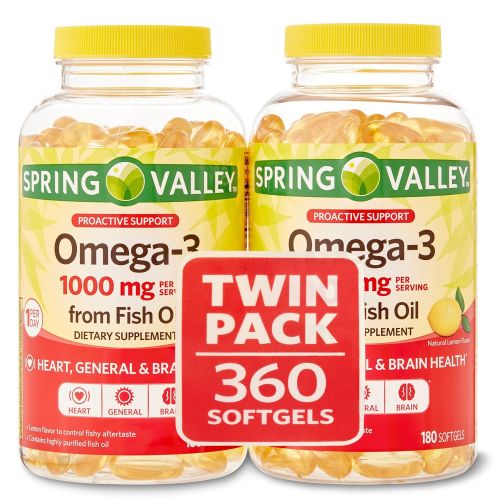 Spring Valley Omega-3 Natural Lemon Flavor Dietary Supplement Twin Pack;  1000 mg;  360 count