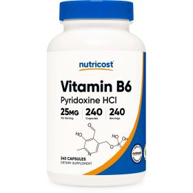 Nutricost Vitamin B6 (Pyridoxine HCl) 25mg, 240 Capsules, Supplement