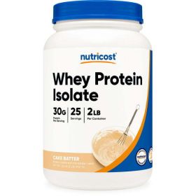 Nutricost Whey Protein Isolate Powder Cake Batter (2 LB) - Gluten Free & Non-GMO