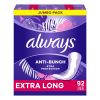 Always Anti-Bunch Xtra Protection Daily Liners Long Absorbency Unscented;  92 Ct