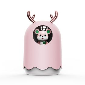 TAESANO Portable Desktop Cute Ultrasonic UV Cool Mist Water Mini Air Humidifier Machine With Lamp For Home Room Office (Color: PINK)