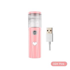 Portable And Portable Small Rechargeable Face Steaming And Moisturizing Instrument (Option: Pink-USB)