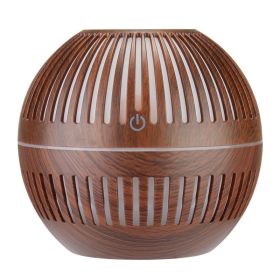 Hollow wood grain aromatherapy humidifier (Option: Dark)